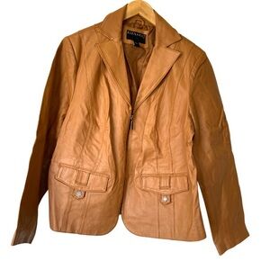 BERNARDO Cognac Leather Jacket Size 1X